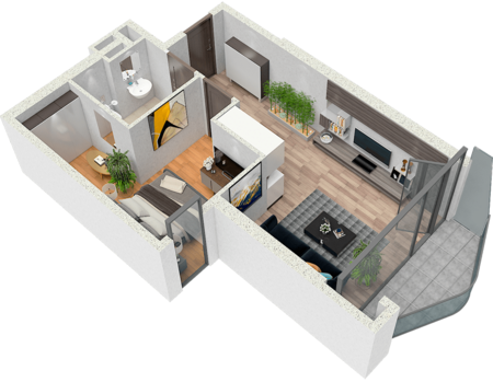 One bedroom №2913